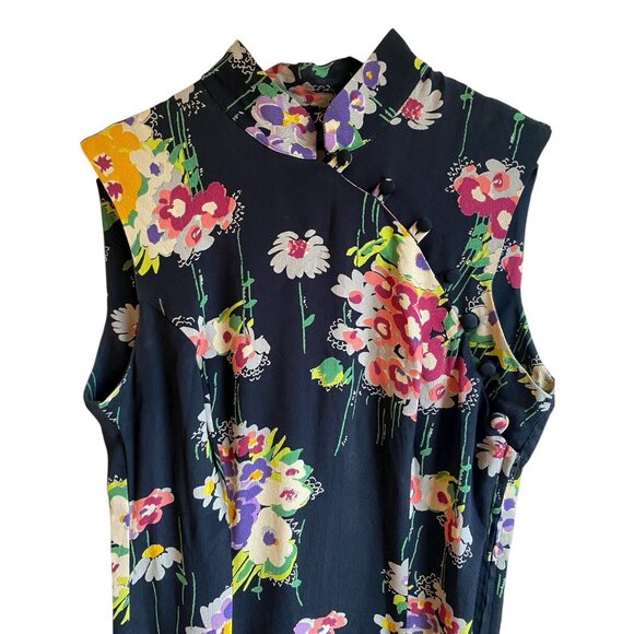 VINTAGE BETSEY JOHNSON FLORAL MIDI DRESS SZ 4 - Picture 2 of 6